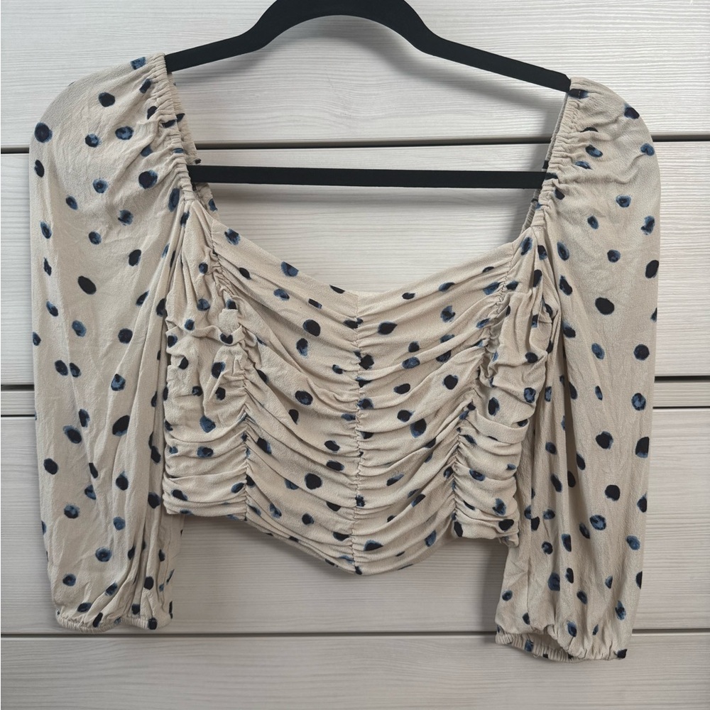 Aritzia DISCONTINUED Wilfred Navy Polka Dot Lolita Blouse